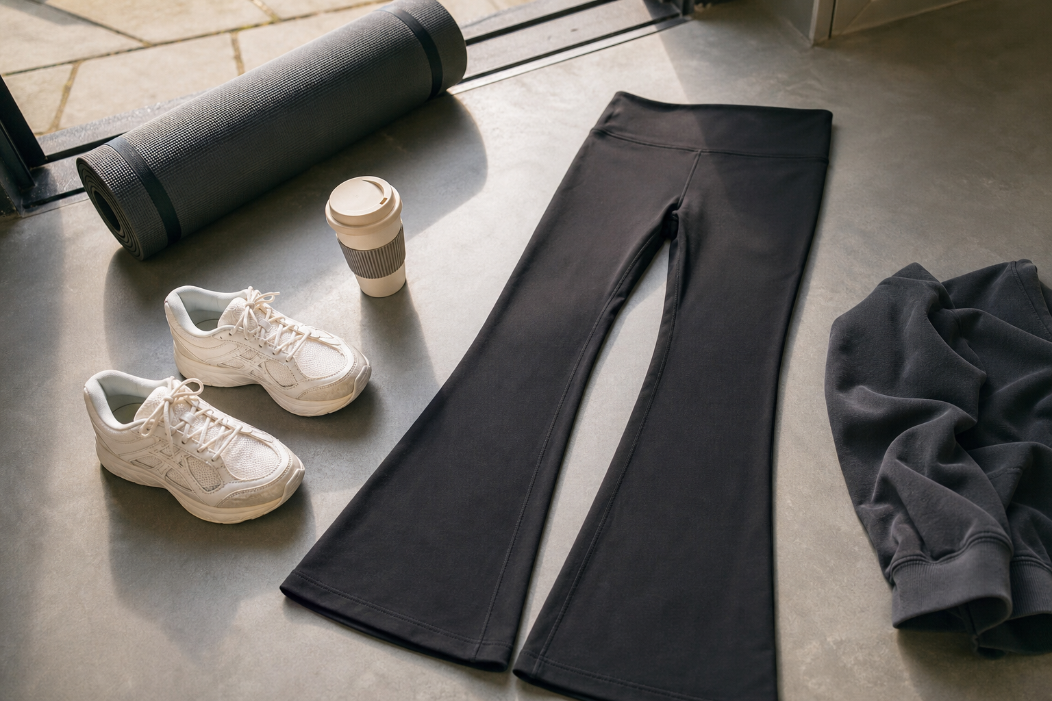 black flared leggings — editorial clearance guide image